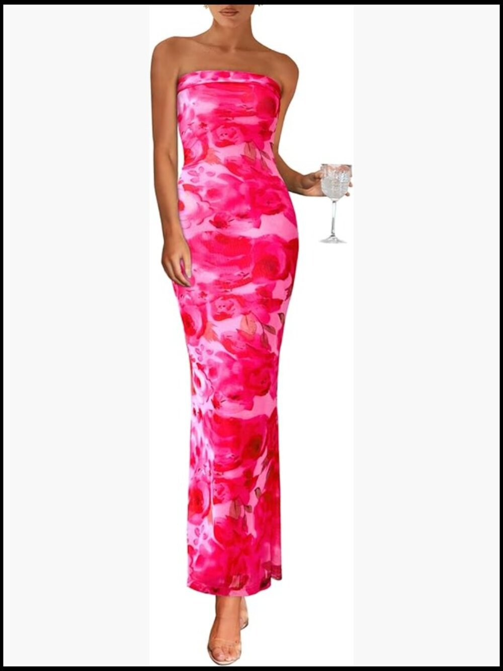 Mesh Tube Maxi Dress Strapless Bodycon Sleeveless Formal Summer